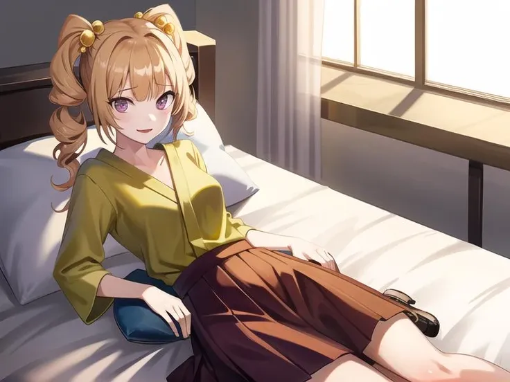 (masterpiece, best quality),Sensation, Tall, Skinny, Square Face, Fair Skin, Honey Blonde Hair, dark brown Eyes, Long Nose, Thin Lips, Round Chin, Shoulder-Length Hair, Curly Hair, Side French Braid, small breasts, Huggie earrings, hot pink velvet lipstick, crouching, thumb down, artificial light, edge light, room light