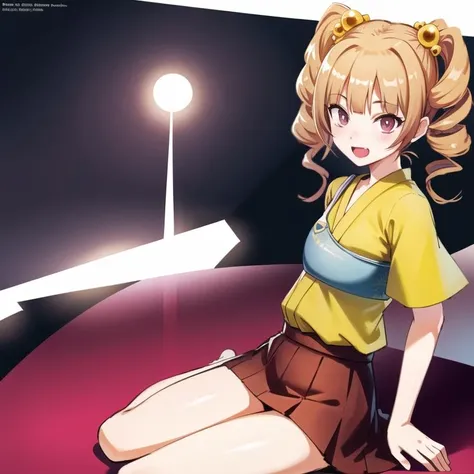 (hyper extreme detailed),(masterpeace),(hyper extreme),(photorealistic),CG,llustration,novel illustration,1girl, <lora:yaeko_v1:0.8> yaeko,red skirt,yellow outfit,blonde hair,