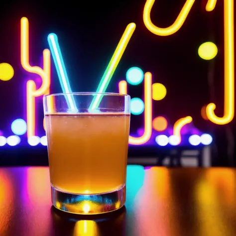 a Maple Rum Sour cocktail made with Rum Maple Syrup Maraschino Liqueur Whole Egg in a Old-Fashioned Glass, ((neon graffiti lighting background)), photorealistic, portrait, professional, clean, focus, action, shadows, depth of field, UHD, alcohol ads, luxury, urban, bar, atmospheric, creative, artistic, fast prime lens, wide aperture lens, low light lens, off-camera flash, light modifiers, contrast, clarity, sharpening, color balance, high iso, f/1.8, 50mm, cool white balance, reflectors <lora:cocktail_v2:1>