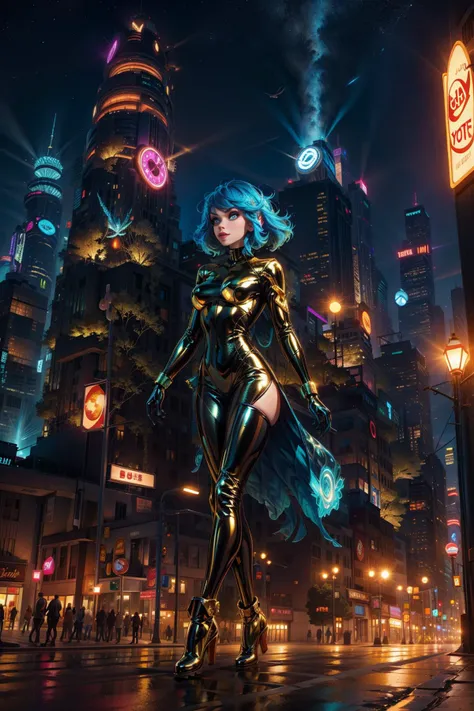 <lora:ChalcopyriteWorld:1> (ChalcopyriteWorld:0.9), 1woman sexy skinny in latex dress walking in a cyber city with ghosts