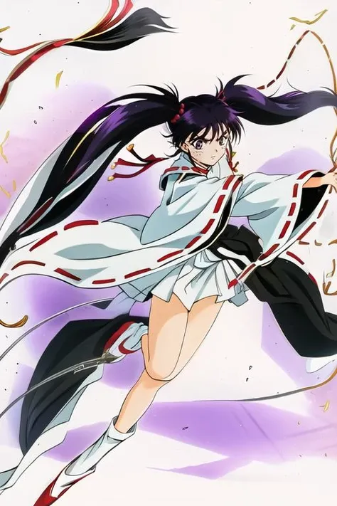 <lora:Enno_Chiaki:0.9>Enno_Chiaki, black_hair,black_eyes, hair_ornament, japanese_clothes, twintail_hair, long_sleeves, miko, ribbon-trimmed_sleeves, wide_sleeves, white_skirt,