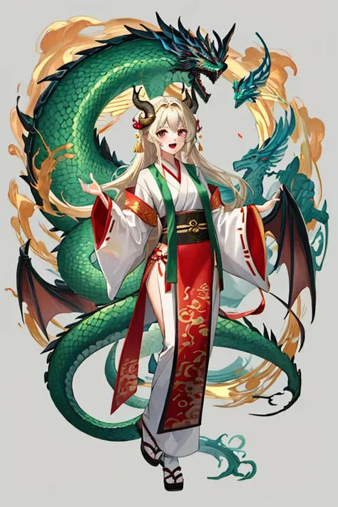 simple background,full body gold,eastern dragon,claws,eastern dragon,open mouth,dragon claw,dragon horns,dragon tail,fangs,scales,chinese zodiac,streetscape,red atmosphere,chinese new year,chinese knot,a girl wearing hanfu,standing,<lora:æ±æ1 _1+å¥½åç±³-æ°æ¥_1 :0.0.55>, medium