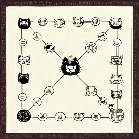yutpan, paper, square, x shape, traditional, cat theme <lora:yutpan_merge_mean:1>