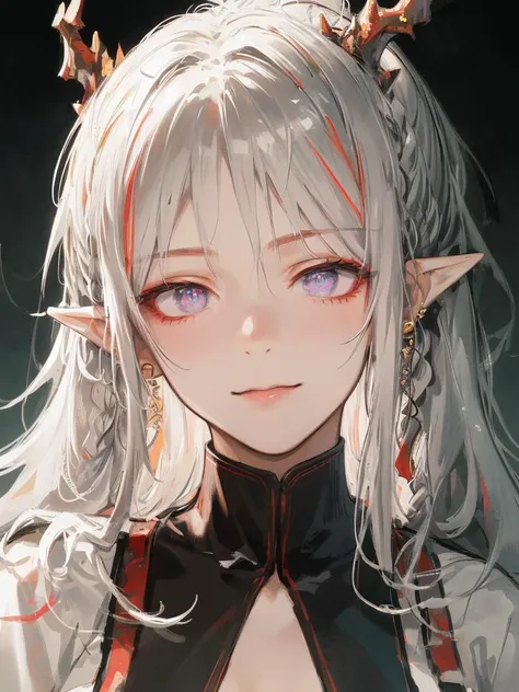 ((masterpiece, best quality, ultra-detailed, high-resolution)), solo, beautiful girl, gleaming eye, perfect eye, age 15, black white gold theme