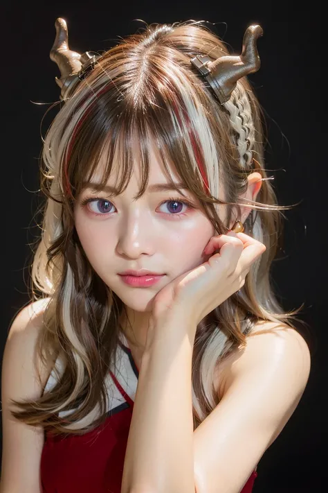 (8k, RAW photo, best quality, masterpiece:1.2), (realistic, photo-realistic:1.37),<lora:ArknightsNian_20:1>,<lora:japaneseDollLikeness_v10:0.66> ,1girl,(Kpop idol), (aegyo sal:1),origen,china dress,cute, professional lighting, photon mapping, radiosity, physically-based rendering, dragon horns
s