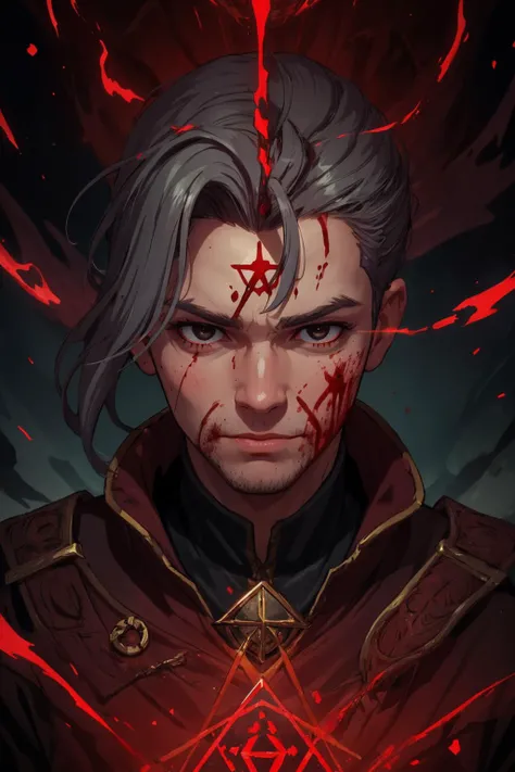 beautiful, (linework:1.1), <lora:detail_slider_v4:1.0>,
(1man, old male:1.2), frail, black eyes, gray hair, undercut,
portrait, solo, (full body:0.6), looking at viewer, detailed background, detailed face, (<lora:BloodMagic:0.5> magical energy, blood, bloodmagic theme:1.1), rune-mage, runic pattern, staff, floating particles, nordic runes, geometric patterns, mystic aura, rune symbols in background, backlighting, shadows, epic atmosphere,