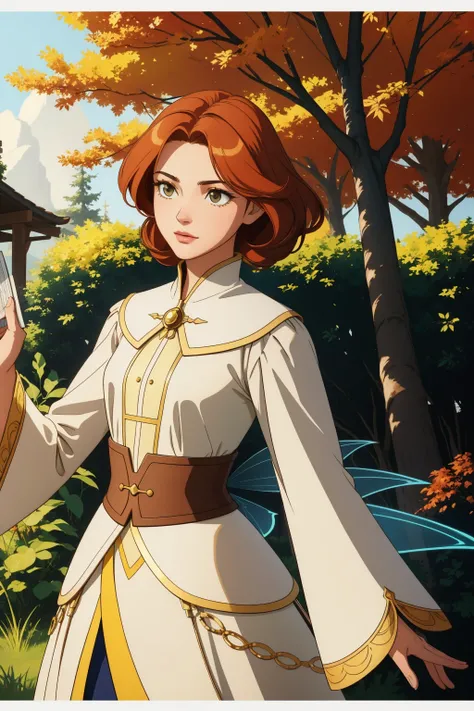 1girl, awardwinning Calligraphy of a fairy tale, Divine Verdant Beige and Navy Bauhaus ([Camellia:Bush:3]:1.3) , it is anthropomorphic reimagined as a Fighting game character, it is in a [Burundian:Archean:14] setting, plain Film grain background, dark orange woods and trees, Fall, soft focus, detailed, masterpiece, Wonder, Rococo, Light and shadow plays, pinhole lens, Calotype, crisp lines, Yellow flakes, Concept Art World, photolab