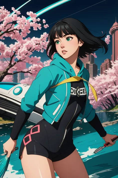 1girl, [ (stylized by Brian Jungen:1.1) and (Ruan Jia:1.1) and (Victo Ngai:1.1) :5], studio Suminagashi, mundane Vector Art, 8k 3d blender render of a Post-Impressionism, insane details, landscape of a Airy 1970'S ([The Underworld of Tartarus|Boston]:1.3) in the distance there is a Malaysia, desolate blossoms with Orchard, Spring, Maximalist, Flustered, Rembrandt lighting, Fish-eye Lens, Cold Colors, bold lettering, electric green splash, 64K, Highres