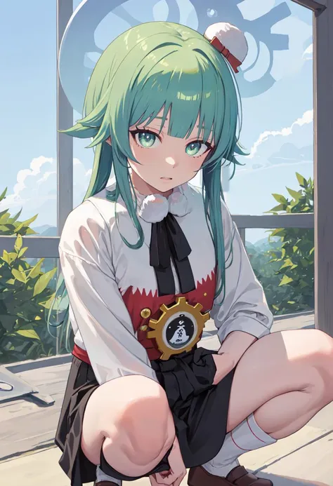 (safe:1.10), best quality, masterpiece, highres, solo, (momiji_bluearchive:1.10), squatting, cowboy shot, looking at viewer, 23 <lora:momiji_bluearchive:0.80>