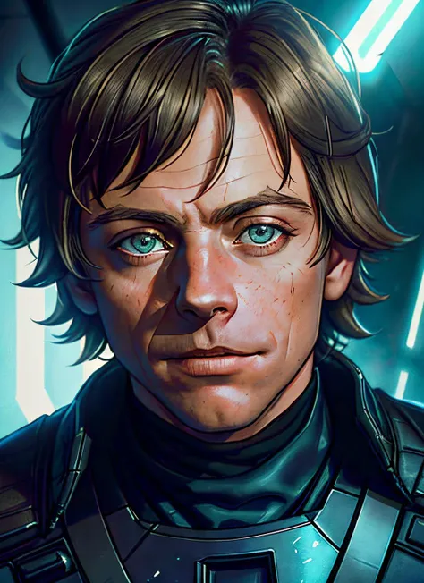 portrait of sksperson man, short hair, wearing darth vader suit, background star wars, epic (photo, studio lighting, hard light, sony a7, 50 mm, matte skin, pores, colors, hyperdetailed, hyperrealistic), <lyco:Mark HamillV2:1.1>