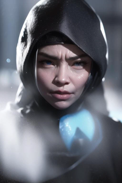 portrait, Volumetric Lighting,  Depth of Field, Portrait , Petite, frost hair,  upper Body ,  Brilliant Colorful Paintings,  <lora:ARWmksubzero:1.2>, subzero, mortal kombat, frost, broken cap,   <lora:angry:0.5>, angry, looking at viewer, (mask:1.2), cold backlighting, heavy snowing, (jg_n4t4lee:1.5), Volumetric Lighting,  Depth of Field, Portrait , Petite, Lovely Small Breasts,  upper Body ,  Looking At Other,   Brilliant Colorful Paintings