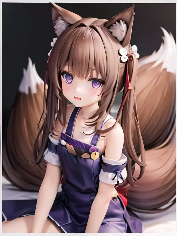 masterpiece,best quality,official art,extremely detailed CG unity 8k wallpaper, incredibly_absurdres, absurdres, highres, illustration, extremely detailed face, solo, full body, purple eyes, fox tail, fox girl, fox ears, brown hair, brown tail, <lora:Out:0.8>,amagi-chan \(azur lane\),sitting