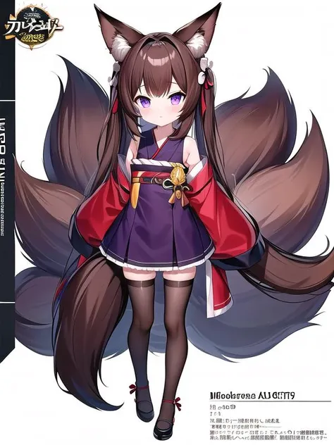 masterpiece,best quality,official art,extremely detailed CG unity 8k wallpaper, incredibly_absurdres, absurdres, highres, illustration, extremely detailed face, solo,1girl, dark purple eyes, fox tail, fox girl, fox ears, dark brown hair, brown tail, <lora:Out:0.7>,amagi-chan \(azur lane\), full body, standing:1.4, adapted turret:1.4,