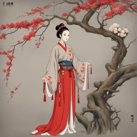 A woman in a pink dress holds a close-up of Xiao, ancient chinese beauti, Princesa chinesa antiga, an ancient Chinese goddess, Traditional Chinese art, inspired by Yun-Fei Ji, Traditional Chinese painting, ancient china art style, Inspired by Qiu Ying, Wearing ancient Chinese clothes, Chinese style painting, inspired by Tang Yin, Palace ， A girl in Hanfu