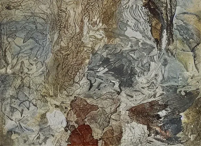 a wjqfrottage, mixture of nature patterns