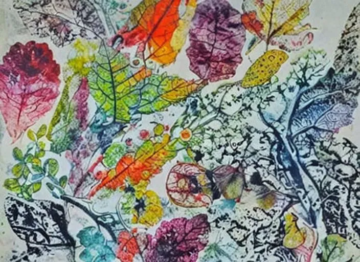 a wjqfrottage, mixture of nature patterns, amazing summer coloring