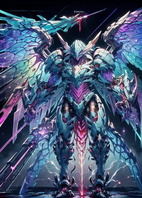 (whole body:1.2),detailed,ultra-detailed,masterpiece,8k wallpaper,<lora:BIOMECHA:1>,
,(bio mecha:1.3),(mecha:1.2),
,(muscle:1.5),(muscle tissue:1.3),(monster:1.4),(Animal tooth:1.2),violent,angry,blood-shot eye,laser,(acute:1.3),(spur:1.3),(((((rainbow))))),((((Flying wing of mechanical dagger)))),