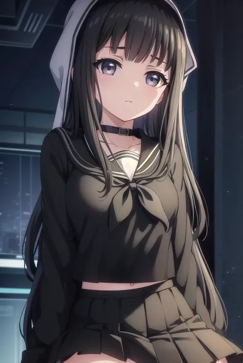 rinnebyakuya, <lora:rinne byakuya ova-lora-nochekaiser:1>,
rinne byakuya, long hair, bangs, black hair, (black eyes:1.5), blunt bangs,
BREAK skirt, thighhighs, long sleeves, school uniform, serafuku, choker, black thighhighs, black skirt, collar, zettai ryouiki, black serafuku,
BREAK indoors, classroom,
BREAK looking at viewer, (cowboy shot:1.5),
BREAK <lyco:GoodHands-beta2:1>, (masterpiece:1.2), best quality, high resolution, unity 8k wallpaper, (illustration:0.8), (beautiful detailed eyes:1.6), extremely detailed face, perfect lighting, extremely detailed CG, (perfect hands, perfect anatomy),