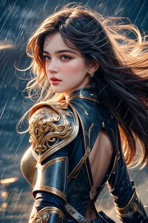 a profestional picutre of 1man, hailoknight, holding weapon, full armor, helmet, breastplate, knight <lora:hailoknightV2E12:0.7> cape shoulder armor, holding weapon , Sorceress's Resilience: Behavior: The character stands tall amidst a storm of elemental forces, her movements defiant and unyielding. Her pose embodies her ability to harness chaos and emerge unscathed., , camera angle from behind and focus on upper body, photorealism,unreal 5 daz,perfectly drawed hands,perfectly drawed face,perfect body,extremely detailed artgerm greg rutkowski greg,((ultrasharp)),((masterpiece)),((best quality)),((ultradetailed)),((intricated details)),ultradetailed character,detailed face,intricated face details,<lyco:GoodHands-beta2:1>,extremaly detailed background,perfectly detailed face,character focus,intricated details of face,fFaceDetail <lora:add_detail:0.7> ultra realistic,32k,RAW photo,(high detailed skin:1.2),8k uhd,dslr,soft lighting,high quality,film grain, beautiful and aesthetic,extremely detailed