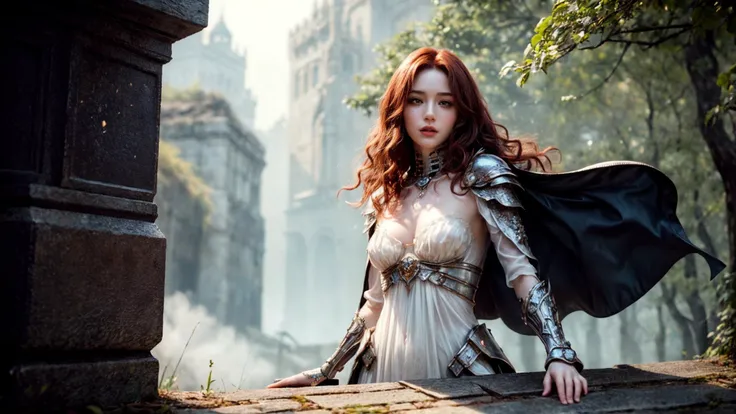 an awarded profesional photo of 1 girl,flat chest (small breasts:1.3) freckles on face (perfect alabaster white pale skin:1.4),chiselled features face,(disheveled long curly dark ginger :1.3),(young girl:1.1),epic,dyanmic pose,slo mo,glowing mist on air,magic effect around,wind blowing leafs and flowers,rain of red burning skullsslow motion,(vampire queen:1.2) female wearing full body skull and bones armor (metalic bones armor:1.2) (intricate details arm plates:1.3),metalic chest armor,(white silk cloak),(fabric with intricate pattern:1.2), she hold precious sword, 1 weapon, 1 sword, long sword, magic weather,(insanely detailed, bloom:1.5),(highest quality, Alessandro Casagrande, Greg Rutkowski, Sally Mann, concept art, 4k),(analog:1.2),(high sharpness),(detailed pupils:1.1),(photorealistic:1.3),(realistic:1.3),detailed face and eyes,Masterpiece,best quality,(highly detailed photo:1.1),8k,photorealistic By jeremy mann,by sandra chevrier,by maciej kuciara,sharp,(perfect, body:1.1) (perfect face:1.3),realistic,real shadow,3d,(by Michelangelo),(profesional lights:1.3) (profesional photography:1.3),full body shoot,detailed skin,detailed legs,dynamic pose,concept art of medieval rpg character,mountian passage in background,detailed background,intircate background <lora:add_detail:1> majestatic,magnificent, art by Bastien Lecouffe Deharme <lyco:UnlimitedBladeWorks1.6 lycoris:1.0> intircate detailed face, 8k, maximum quality, perfct hands