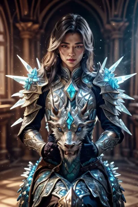 a profestional picutre of 1man, warrior with purple crystal armor <lora:Clothing - Crystal Armor:0.7> crystal4rmor , Dragon Rider's Bond: Description: Mounted atop a majestic dragon, the rider's posture mirrors the creature's grace. They sit tall in the saddle, hands resting confidently on the reins. Their eyes meet the dragon's gaze with an unspoken connection, a partnership forged through trust and mutual respect. , camera angle from above and very wide shot, photorealism,unreal 5 daz,perfectly drawed hands,perfectly drawed face,perfect body,extremely detailed artgerm greg rutkowski greg,((ultrasharp)),((masterpiece)),((best quality)),((ultradetailed)),((intricated details)),ultradetailed character,detailed face,intricated face details,<lyco:GoodHands-beta2:1>,extremaly detailed background,perfectly detailed face,character focus,intricated details of face,fFaceDetail <lora:add_detail:0.7> ultra realistic,32k,RAW photo,(high detailed skin:1.2),8k uhd,dslr,soft lighting,high quality,film grain, beautiful and aesthetic,extremely detailed