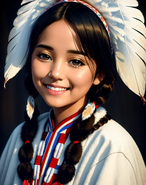Masterpiece, absurdres,award winning photo, extremely detailed, amazing, fine detail, extremely detailed eyes and face, by lee jeffries nikon d850 film stock photograph 4 kodak portra 400 camera f1.6 lens rich colors hyper realistic lifelike texture dramatic lighting unrealengine trending on artstation cinestill 800 tungsten, beautiful 25 years old woman, smiling, excited,
NativAm, a woman in a native dress , wearing NativAm, feathers on her head , braids, native gown, native print ,
<lora:NativAm:0.75>