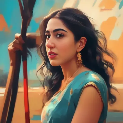 (SaraAliKhan) <lora:SaraAliKhanSDXL:1> , (art by Ruan Jia:0.7) ,art by RHADS, [photograph, hyper detailed, close-up shot of a [Moving:Rainbow:17] Jamaican (Female:1.1) , Financial analyst, from inside of a Windmill, Screen print, Manic, soft light, film grain, Nikon d3300, 80mm::7]