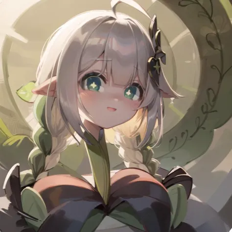 (masterpiece, best quality), ultra-detailed, highly detailed,
<lora:NahidaYetAnotherNahidaGenshin_nahidav3:0.8>, NAHIDA_GENSHIN, (CROSS-SHAPED PUPILS:1.5), (green eyes:1.6), happy, :D, (leaf hair ornament),
<lora:waa-akari-grass:1.4>, (waa:1.4), outdoors, grass, plant,
