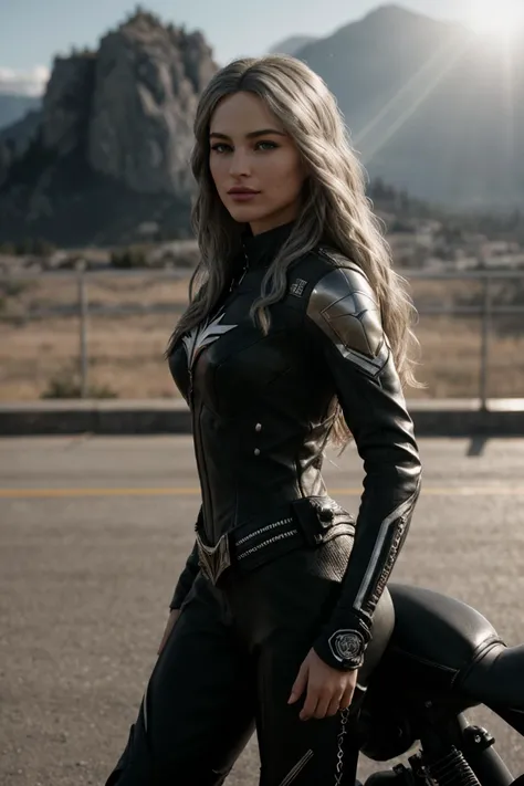 ((CINEMATIC SHOT)) (The blonde DV_Gwen_Vicious on a motorbike on top of the rocky mountains, sun) (wearing biker gear) (Sun in the background, lights and shadows on her body, (lens flare:1.3)) (byZack Snyder:1.4)(35mm, F/2.8)
((Photo Focus, DOF, Aperture, insanely detailed and intricate, character, hypermaximalist, elegant, ornate, beautiful, (exotic:1.1), revealing, appealing, attractive, amative, (hyper realistic:1.1), super detailed, trending on flickr))