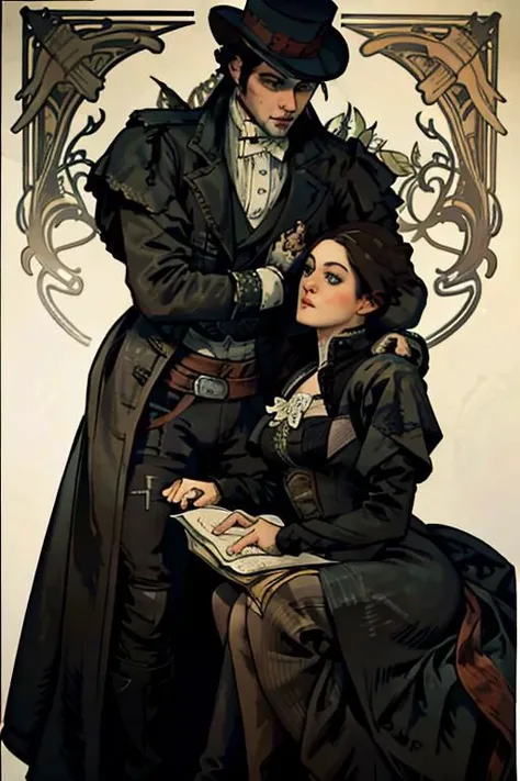 2 people, 1 girl 1 boy, jacob frye kissing evie frye, girl evie frye green eyes freckles blushy, girl mature face, girl black lace victorian dress
boy jacob frye amber eyes, boy facial hair, (boy wearing victorian top hat 2.0), victorian top hat
seductive, smile, eye contact
SFW, high res