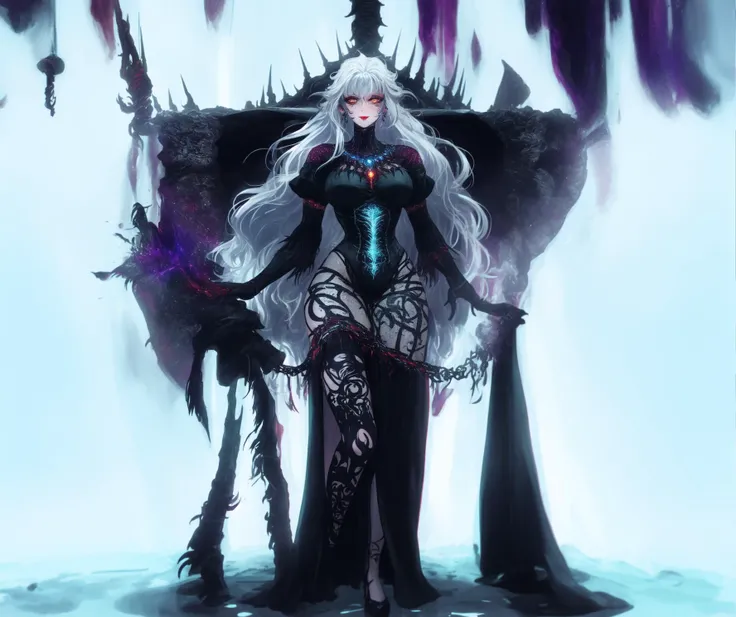 a [goth |barbarous |mysterious] [mature |young] gothic female with [curvy |thick |tone |curvy |thick |muscle] figure wearing [goth clothes | western clothes |intricate clothes |corset |loose sleeves] mix [dress |frill dress |indicate dress |belt |frill |cotton dress |short dress] and [lustful eye |creepy eyes |beautiful eye] red iris mix [lush lips | perky lips] and with white and black hair mix with light blue streaked hair, long hair [ hair over eye |braid | wavy hair] mix [messy hair |curly hair |messy hair] and [pointy ear |elf ears |long ears] and [star print |flower print] on clothes and wearing [make up |scaly | jewelry] , intricate tattoos, ((asymmetrical pose)), make up, blush, chromatic aberration, illustration, (full length full body:1.8)
((dark souls:1.5)), ((detail background:1.2)), ((landscape)),   <lora:dark  souls4:0.35>