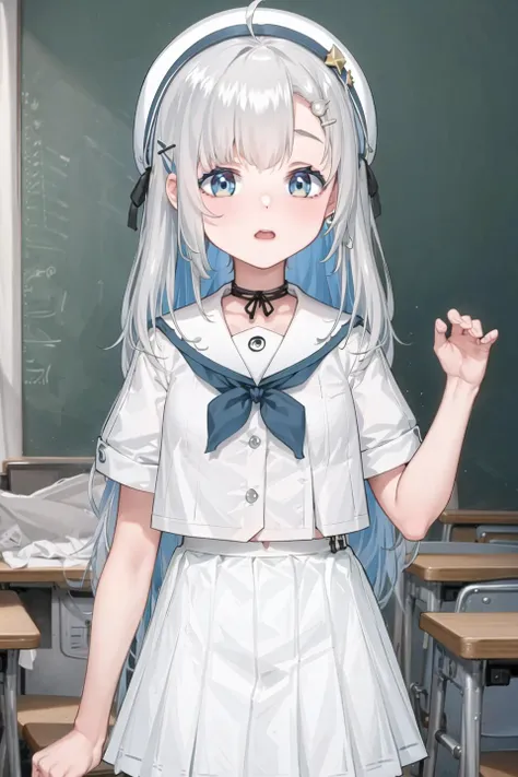 (masterpiece, best quality), (1girl, solo),
(classroom)
<lora:yuaVR_a5:0.7>, vr-yua,hat, skirt, shirt, sailor collar