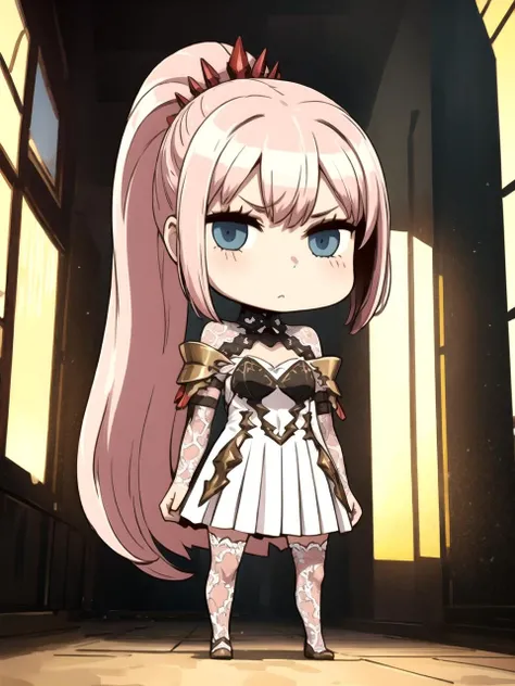masterpiece, best quality, highres BREAK
dsshionne, pink hair, long hair, ponytail, (blue eyes:0.5), white dress, shoulder armor, pauldrons, white lace stockings, 1girl, solo BREAK
full body, chibi, april fools
<lora:dsshionne:1> <lora:aprilfools_style_lc:1>