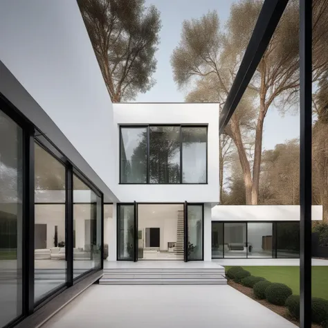 a photo of GDMEXTXL modern house exterior, <lora:gdmextxl-256-40-0032-000004:0.50> , photograph, photography, perfect, master quality, professional photoshoot, award winning photographer, calming symmetry, symmetrical
