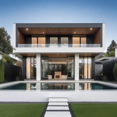 a photo of GDMEXTXL modern house exterior, <lora:gdmextxl-256-40-0032-000004:0.50> , photograph, photography, perfect, master quality, professional photoshoot, award winning photographer, calming symmetry, symmetrical