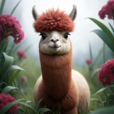 Hyperrealistic art alpaca, octane render, Gradient grass, stylized, High exposure of a Deformed Tangible (LLama :1.3) , at Chiropractic clinic, dense blossoms, Raining, Bokeh, Ultra Detailed, Sad, Expressionism, Direct light, Depth of field 270mm, Instax, rainbow swirl, Crimson explosions, Concept Art World, wallpaper, (art by Donato Giancola:1.2) , (art by Greg Rutkowski:1.1) , 4k, highly detailed,  <lora:FF-LLama-Generator:1.09> <lora:FF.85.samaritan3dCartoon_v40SDXL.lora:0.69> . Extremely high-resolution details, photographic, realism pushed to extreme, fine texture, incredibly lifelike