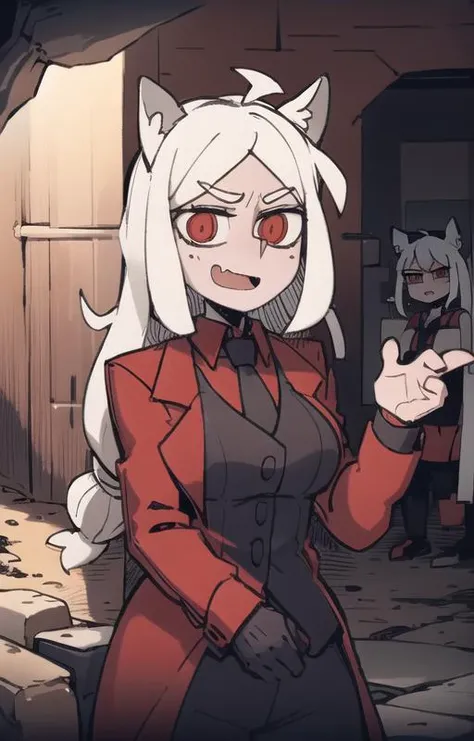 best quality, beautifully detailed illustration, soft lighting, (best shadows),expression chart, looking at viewer, BREAK 3girls, cerberus \(helltaker\), m4a1, riffle, angry, outdoors, red eyes, (glowing eyes:0.6), cave background <lora:Cerberus1:0.8> <lora:Helltaker:0.6> <lora:Masterpiace:0.1> <lora:40_niji:0.2>