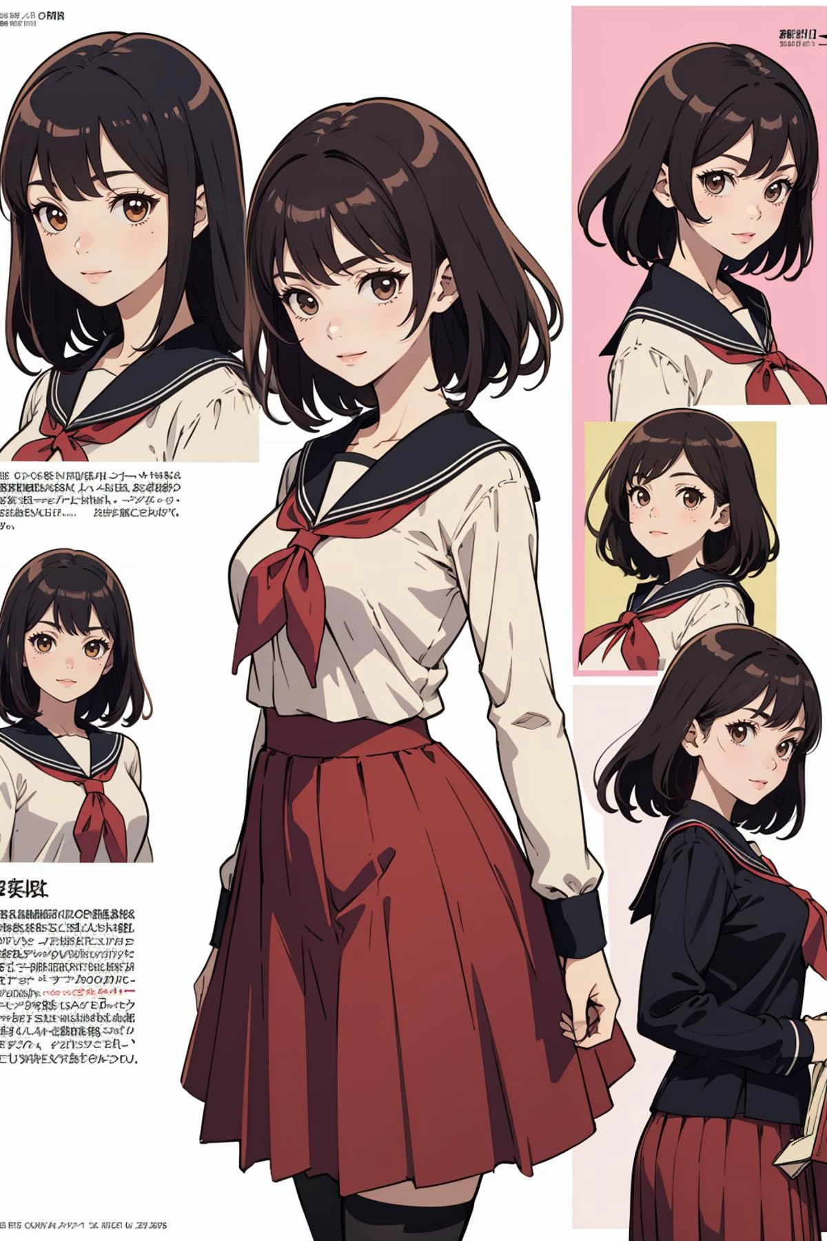 8k high quality detailed,highres,anime,comic,detailed image,
(an illustration of a age girl posing,(an illustration of girl,teengirl)),(magazine_illustration),(magazine_sheet),(multiple view manuscript),
((<lora:amaryllis-nvwls-v1:0.6>, amaryllis,1girl,dreadlocks,medium hair,detached collar,strapless dress,long dress,medium breasts),Qualifier Smile:0.9),detailed_face,realistic_skin_texture,
((heads together):0.8),
((<lora:toheart2_kousaka:0.45>, kousaka tamaki,school uniform,serafuku,red sailor collar,red neckerchief,red pleated skirt,white thighhighs):0.8),realistic clothing texture,