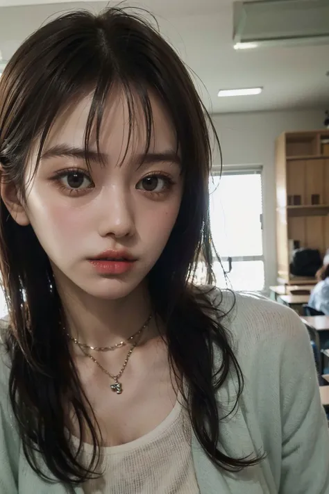 a photo of yamamotomaika, 18 year old girl in the classroom, close up, <lora:yamamotomaika-15:0.9>, (intricate details:0.8), (hdr, hyperdetailed:1.2)