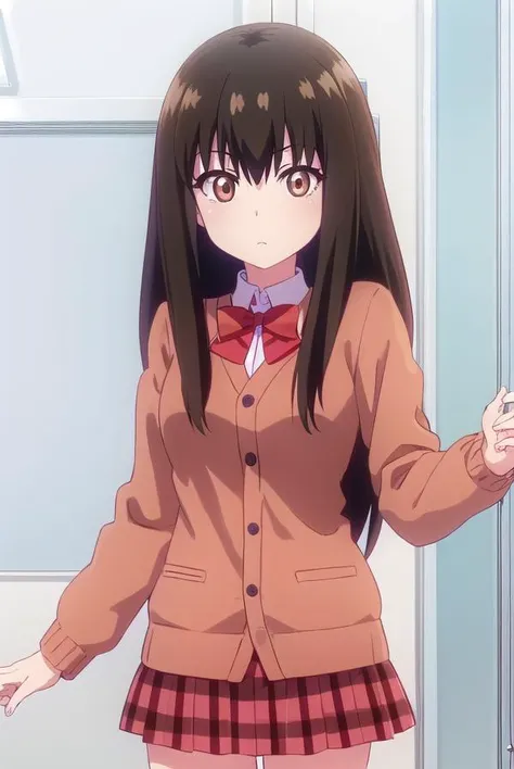 dropoutmachiko, <lora:dropout machiko s1-lora-nochekaiser:1>,
machiko, long hair, black hair, (brown eyes:1.5),
BREAK skirt, shirt, bow, school uniform, white shirt, pleated skirt, shoes, socks, bowtie, red bow, plaid, kneehighs, red skirt, plaid skirt, cardigan, black socks,
BREAK indoors, classroom,
BREAK looking at viewer, (cowboy shot:1.5),
BREAK <lyco:GoodHands-beta2:1>, (masterpiece:1.2), best quality, high resolution, unity 8k wallpaper, (illustration:0.8), (beautiful detailed eyes:1.6), extremely detailed face, perfect lighting, extremely detailed CG, (perfect hands, perfect anatomy),