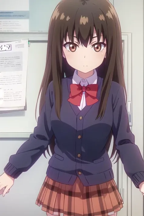 dropoutmachiko, <lora:dropout machiko s1-lora-nochekaiser:1>,
machiko, long hair, black hair, (brown eyes:1.5),
BREAK skirt, shirt, bow, school uniform, white shirt, pleated skirt, shoes, socks, bowtie, red bow, plaid, kneehighs, red skirt, plaid skirt, cardigan, black socks,
BREAK indoors, classroom,
BREAK looking at viewer, (cowboy shot:1.5),
BREAK <lyco:GoodHands-beta2:1>, (masterpiece:1.2), best quality, high resolution, unity 8k wallpaper, (illustration:0.8), (beautiful detailed eyes:1.6), extremely detailed face, perfect lighting, extremely detailed CG, (perfect hands, perfect anatomy),