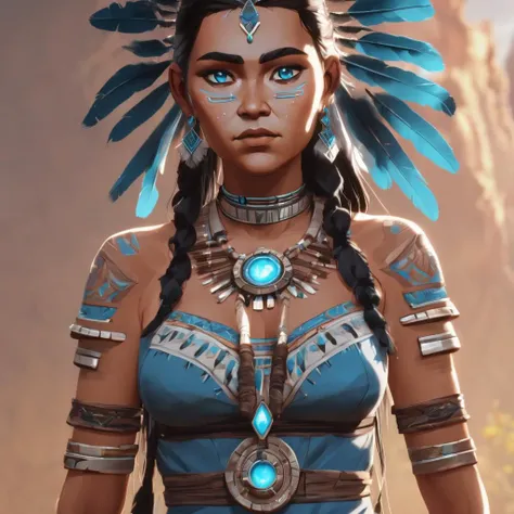 <lora:arcane_xl:1>, arcane style, ((masterpiece, best quality, high resolution, 8K, highly detailed, intricate details)), beautiful Native American girl, 25 years old, standing proudly, eyes (glowing:1.3) blue, emissive eyes, blue magic, tall, big breasts, traditional Mohawk Nation's dress.