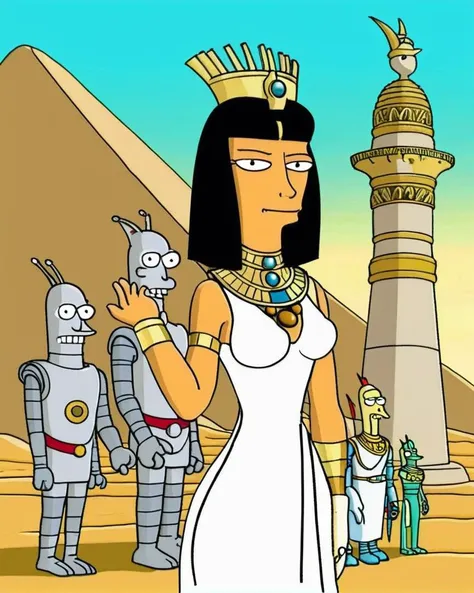 Cleopatra , Hyperion in the background
<lora:Stablerama_SDXL:1> ((futurama style))