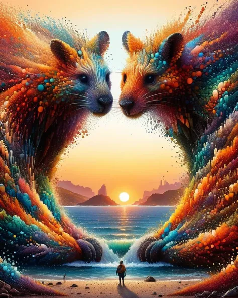 made of ral-pxlprtcl, hyper detailed, landscape of a (Australia:1.1) from inside of a Portal, Astonishing, at Golden hour, complementary colors, <lora:ral-pxlprtcl:1>, very detailed, amazing quality, intricate, cinematic light, highly detail, beautiful, surreal, dramatic