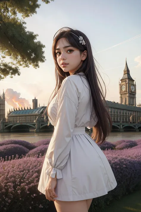 mar1a_n0texist, epic Octane render, (dark pastel theme:0.7) , fairy tale, cinematic shot of a Otherworldly Abrasive White and Lavender ("The Great Fire of London":1.3) , Authentic foliage in background, desolate grass and trees, Winter, shallow depth of field, Sketch, Shameless, Kawaii anime, cinematic lighting, L USM, Fujifilm Superia, Batik, arcane, RTX, unreal engine