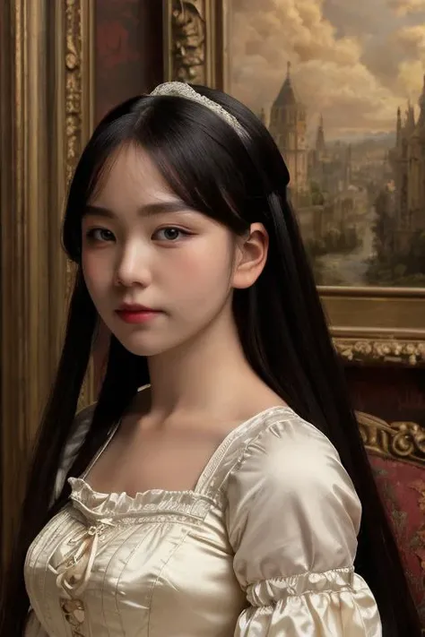 masterpiece, best quality, ultra-detailed, ultra high res, (photorealistic:1.4), raw photo, (realistic:0.2), 8k HDR, realistic lighting, 1girl, solo, looking at viewer, asymmetrical long hair, (detailed oily skin), (detailed face), (victorian background :1.1), (upper body:1.2), (victorian dress), lace, bodice