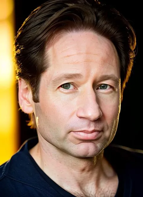 portrait of Mulder, frustrated , wearing shirt , with Pompadour , background autumn epic (photo, studio lighting, hard light, sony a7, 50 mm, matte skin, pores, colors, hyperdetailed, hyperrealistic), <lyco:Mulder:1.1>