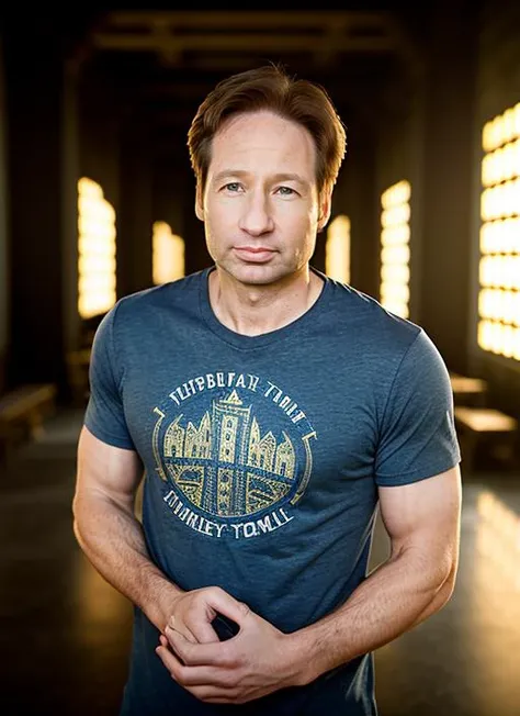 portrait of Mulder, thoughtful , wearing jeans , with Faux hawk , background war epic (photo, studio lighting, hard light, sony a7, 50 mm, matte skin, pores, colors, hyperdetailed, hyperrealistic), <lyco:Mulder:1.1>