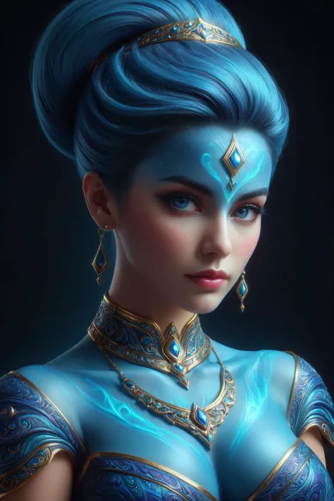 genie with alluring promise made of arrstyle, intricate details, symbols, abstract, realism, sharp focus, masterpiece, sharp details, sfw,  focus on face, <lora:arrstyle:0.8>