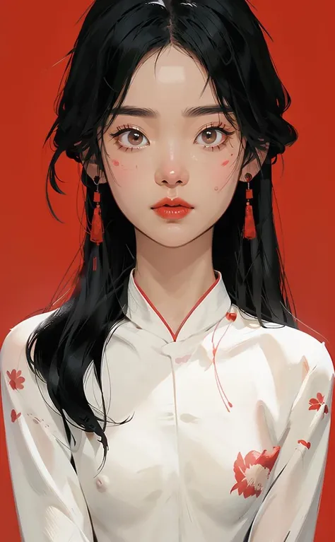 (1girl:1.4), solo,((nude:1)),(((small breasts:1))), ((Hibiscus:1)), (Glowing ambiance, enchanting radiance, luminous lighting, ethereal atmosphere, mesmerizing glow, evocative hues, captivating coloration, dramatic lighting, enchanting aura), (a woman sitting at a desk writing on a piece of paper, palace, (boobs naked:0.85),melanchonic soft light, wet dripping long hair, still from a live action movie, streaming on twitch, photorealistic faces, with a long red, connectedness, very very elegant, sadan vague, white facepaint), ink painting, ((moon:1)), (masterpiece, top quality, best quality, official art, beautiful and aesthetic:1.2), extreme detailed, (chinese style:1.2),(concretism:1.2),theater dance scene,(hypermaximalistic:1.5),colorful,highest detailed, <lora:Guofeng minimalism_20230707020248:0.9>